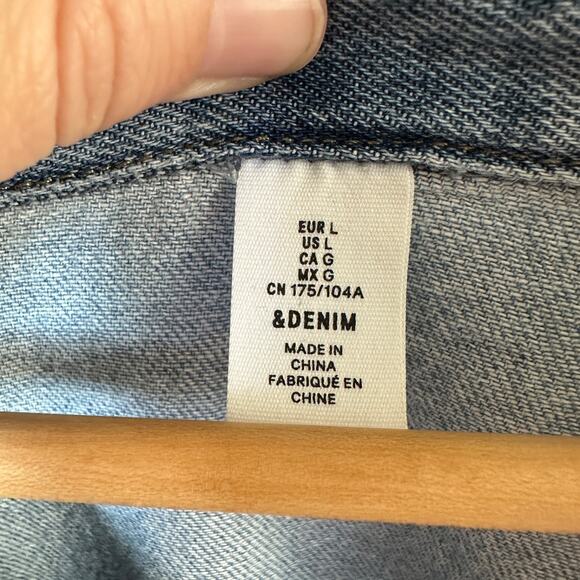 h&m &denim chambray shirt dress large & vintage woven belt western casual - Picture 8 of 9